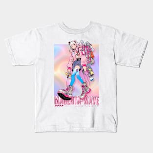 Magenta-Wave (white) Kids T-Shirt